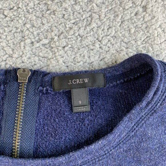 J. Crew Sweatshirt with Side Slits Tunic Womens Small Zipper Terry Lounge Blue - Picture 3 of 12